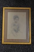 Olerano, (19th/20th century), a sketch, young lady, indistinctly signed, 20 x 14cm, later mounted