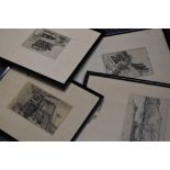 J W King, (20th century), after, four etchings, Scarborough and Whitby, inc Abbey, 16 x 12cm,