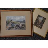 Miles Birket Foster, (1825-1899), after, two prints, bucolic country children, later mounted