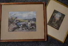 Miles Birket Foster, (1825-1899), after, two prints, bucolic country children, later mounted