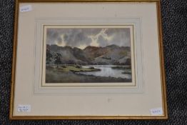 E J W Prior, (1914-1988), a watercolour, Lakes landscape, attributed verso, 18 x 27cm, mounted
