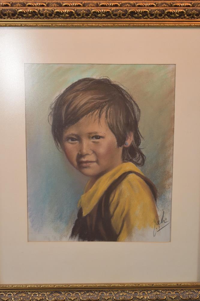 J A Hulbert, (1900-1979), three pastel sketches, Tibetan portrait studies, signed and attributed - Image 3 of 5