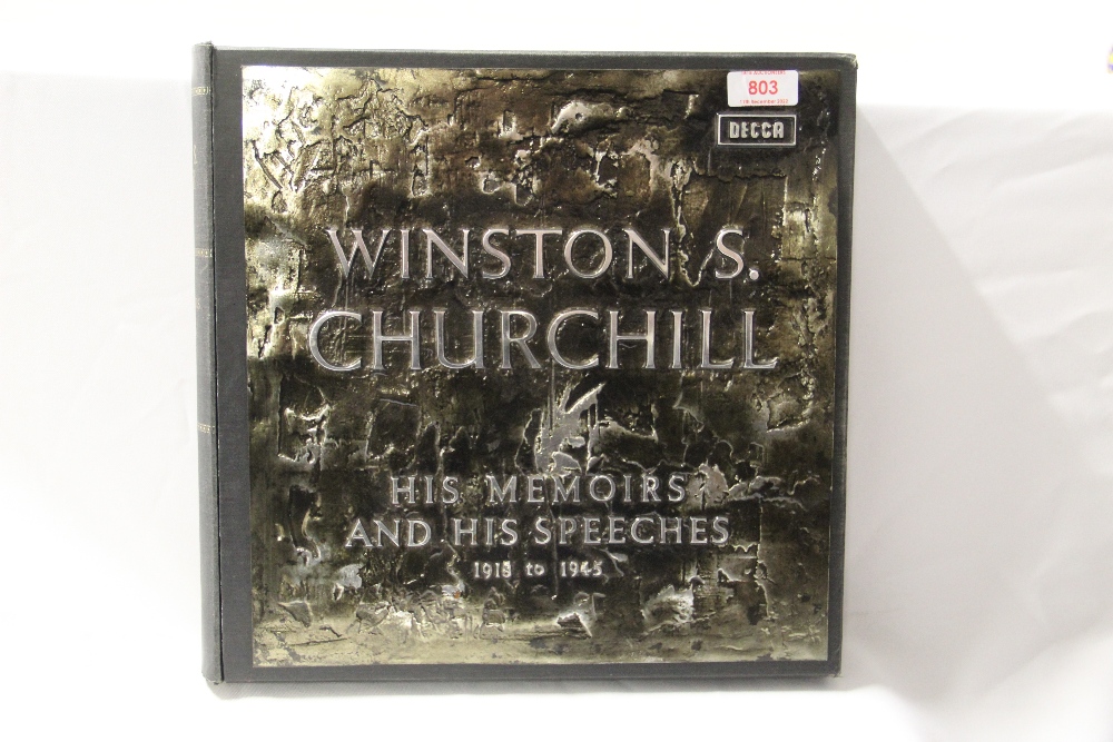 A lavish heavy box of twelve albums with speeches by Winston Churchill - a nice item with historical