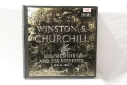 A lavish heavy box of twelve albums with speeches by Winston Churchill - a nice item with historical