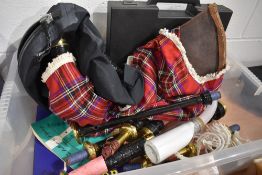 A set of bagpipes and accesories