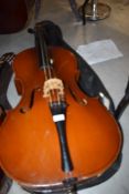 A traditional cello, unnamed (bridge stamped Dresden)