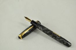 A Conway Stewart 58 lever fill fountain pen in silver grey hatch with single broad band and two