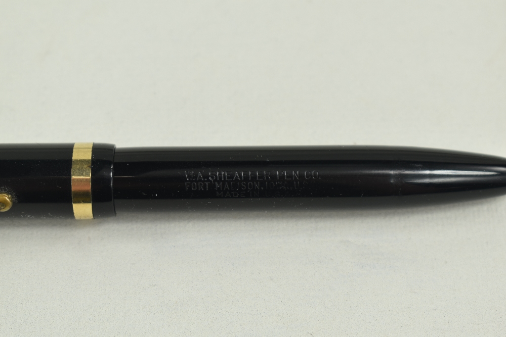 A Sheaffer Balance Lifetime Slim lever fill fountain pen in black with single band and white spot to - Image 3 of 4