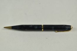 A Conway Stewart propelling pencil in dark blue marble in good condition