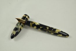 A Sheaffer Balance Lifetime oversized lever fill fountain pen in black/pearl with single band and