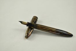 A Sheaffer Balance 500 lever fill fountain pen in brown striated with single band to cap, military