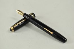 A Conway Stewart 58 lever fill fountain pen in black with single broad band and two narrow bands