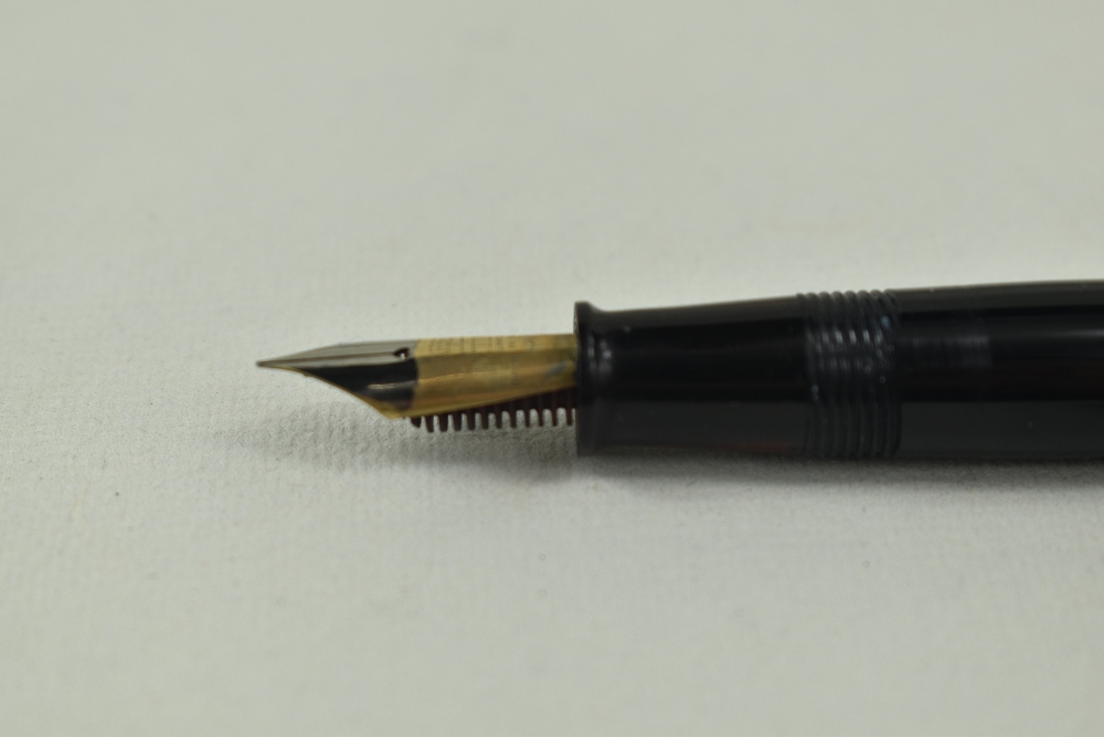 A Sheaffer Balance Lifetime Slim lever fill fountain pen in black with single band and white spot to - Image 2 of 4