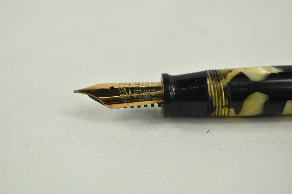 A Sheaffer Balance Lifetime oversized lever fill fountain pen in black/pearl with single band and - Image 3 of 5
