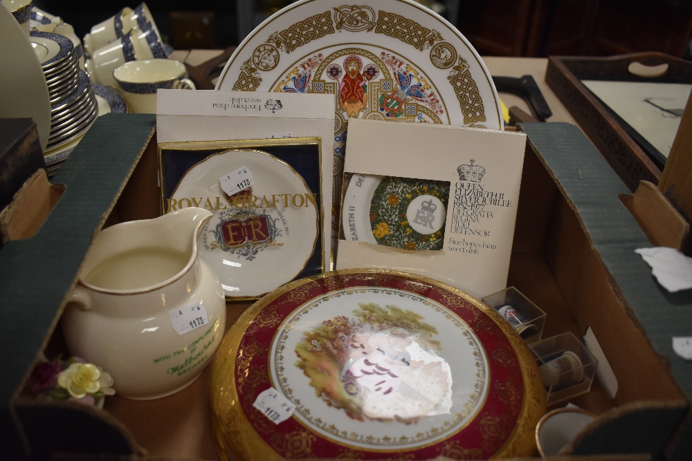 A collection of ceramic display items including a Limoges dish also a Spode display plate,