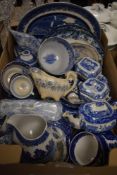 A selection of blue and white table ware including Swinnertons 'Old Willow' and The Spode Blue