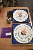 A mixed selection of police buttons, enamel pin badges, a cased Royal Mint crown and a