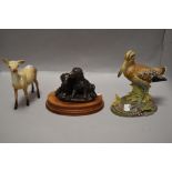 Three figure studies including a Beswick deer, a Prestige collection Common Snipe and Labrador