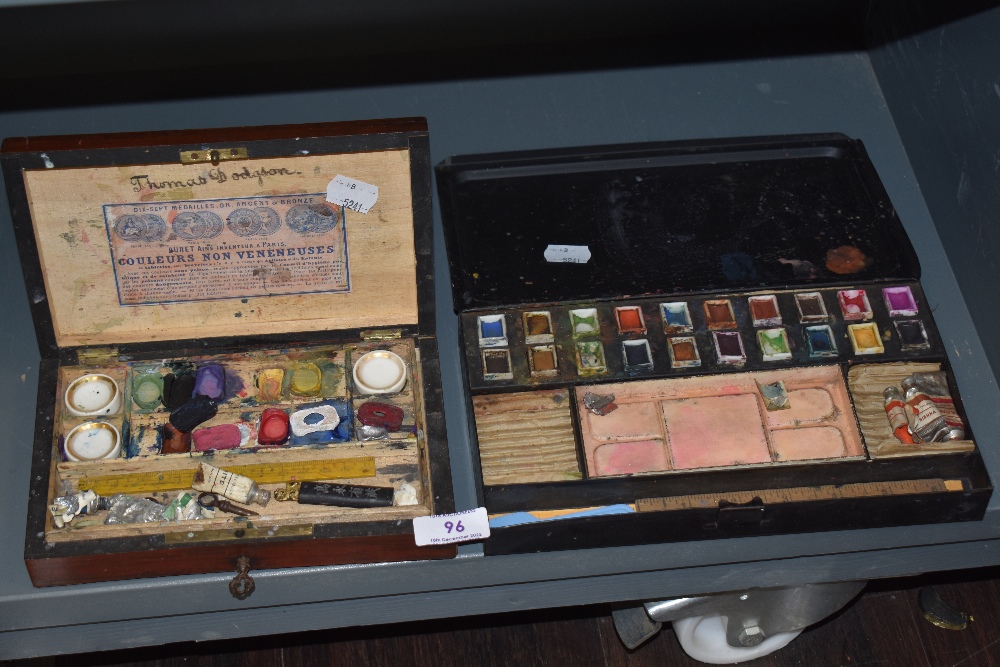 Two vintage portable artist paint sets