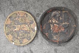 Two 19th century Japanese terracotta wall plaques said to have been displayed in Kendal castle,