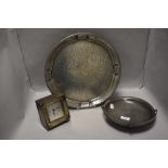 A selection of pewter wares including Civic fruit bowl, Knighthood serving tray and Baskerville