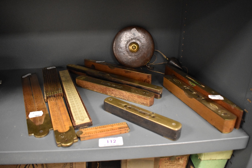 A selection of early 20th century marking and measuring devices including Rabone, John Rabone and J.