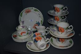 A Villeroy and Boch Amapola pattern part tea service