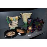 A selection of early 20th century pottery including Royal Stanley ware biscuit barrel and vase, a