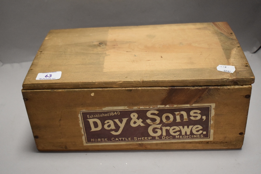 A vintage Day and Sons Grewe wooden advertising crate