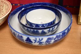 A set of Graduated blue and white ware ceramic bowls