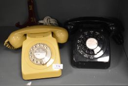 Two 20th century GPO telephone sets in black and beige