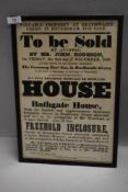 A Victorian auction sale advertising poster for Hodgson, Bathgate house. Local interest and