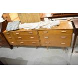 Two vintage golden oak low chests of drawers, Gomme or similar, width approx 112cm and 76cm