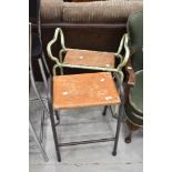 Two utility style stools (one may be a garden kneeler?)