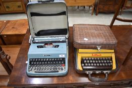 Two vintage typewriters, Lettera 32 and Lilliput