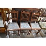 Three Victorian mahogany spindle back salon chairs