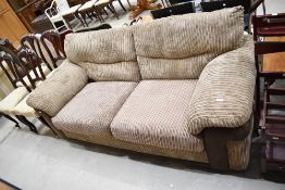 A modern settee in brown tones