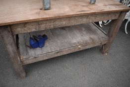 A rustic work bench, record vice and ply top