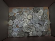 A collection of GB Silver Coins including Shillings, Florins, Half Crowns, 50% and full Silver