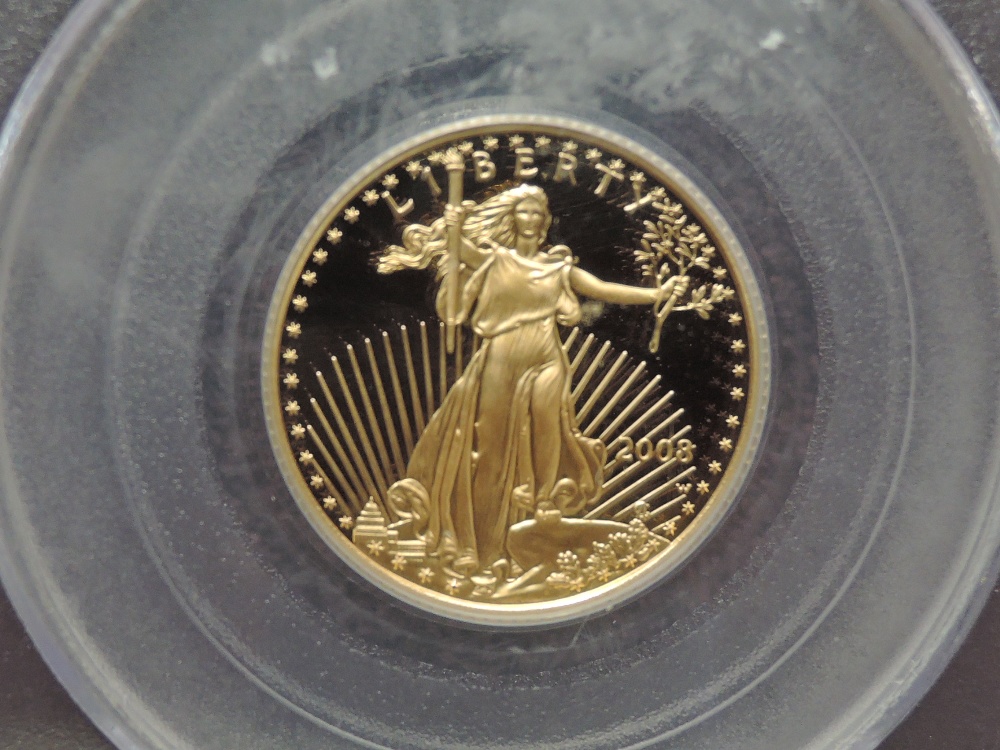 A US 2008 10 Dollar Coin, Liberty, 1/4 oz Fine Gold in plastic capsule - Image 3 of 3