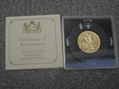 A United Kingdom 1897 Queen Victoria Gold Sovereign, Old Head, George & Dragon, Sydney Mint with