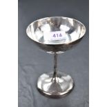 An Edwardian silver champagne goblet of plain original form, Birmingham 1902, makers mark worn,