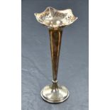 A silver stem vase of trumpet form having pierced shaped rim and weighted base, Birmingham 1922,