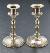 A pair of Victorian Elkington Mason & Co silver-plated candlesticks, of traditional form with