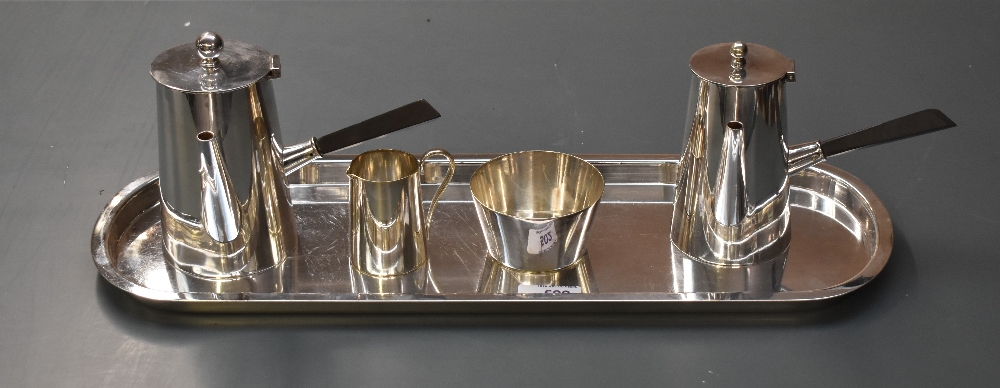 A silver-plated five piece bachelors coffee set, comprising coffee pot, hot water pot sugar, cream - Image 2 of 2