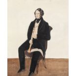 ENGLISH SCHOOL, 19TH CENTURY A SEATED GENTLEMAN HOLDING A CLARINET