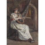 CONTINENTAL SCHOOL, EARLY 20TH CENTURY YOUNG LADY PLAYING AN APOLLO LYRE