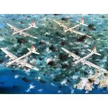 • TONY WEDDELL, LATE 20TH CENTURY A VIEW OF AMERICAN B-29 SUPER FORTRESSES FROM ABOVE