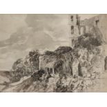 FOLLOWER OF DAVID COX, O.W.S. (1783 - 1854) VIEW OF A CASTLE FROM BENEATH