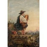 EUROPEAN SCHOOL, LATE 18TH CENTURY A PORTRAIT OF A SHEPHERD PLAYING THE ZAMPOGNA